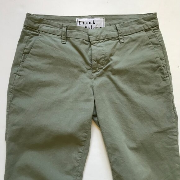 Eileen & Fisher Wicklow Italian Chino Pants Womens 2 Green Sage Cotton Straight - Picture 5 of 13
